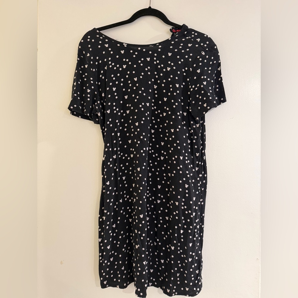 Disney Black Mini Dress with White Polkadot Pattern